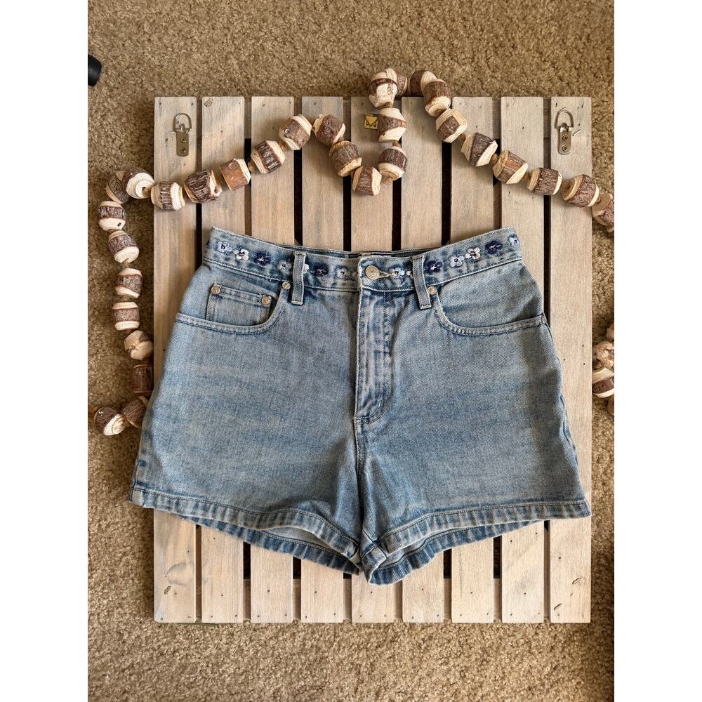 Vintage Bum Equipment Embroidered Floral Jean Shorts